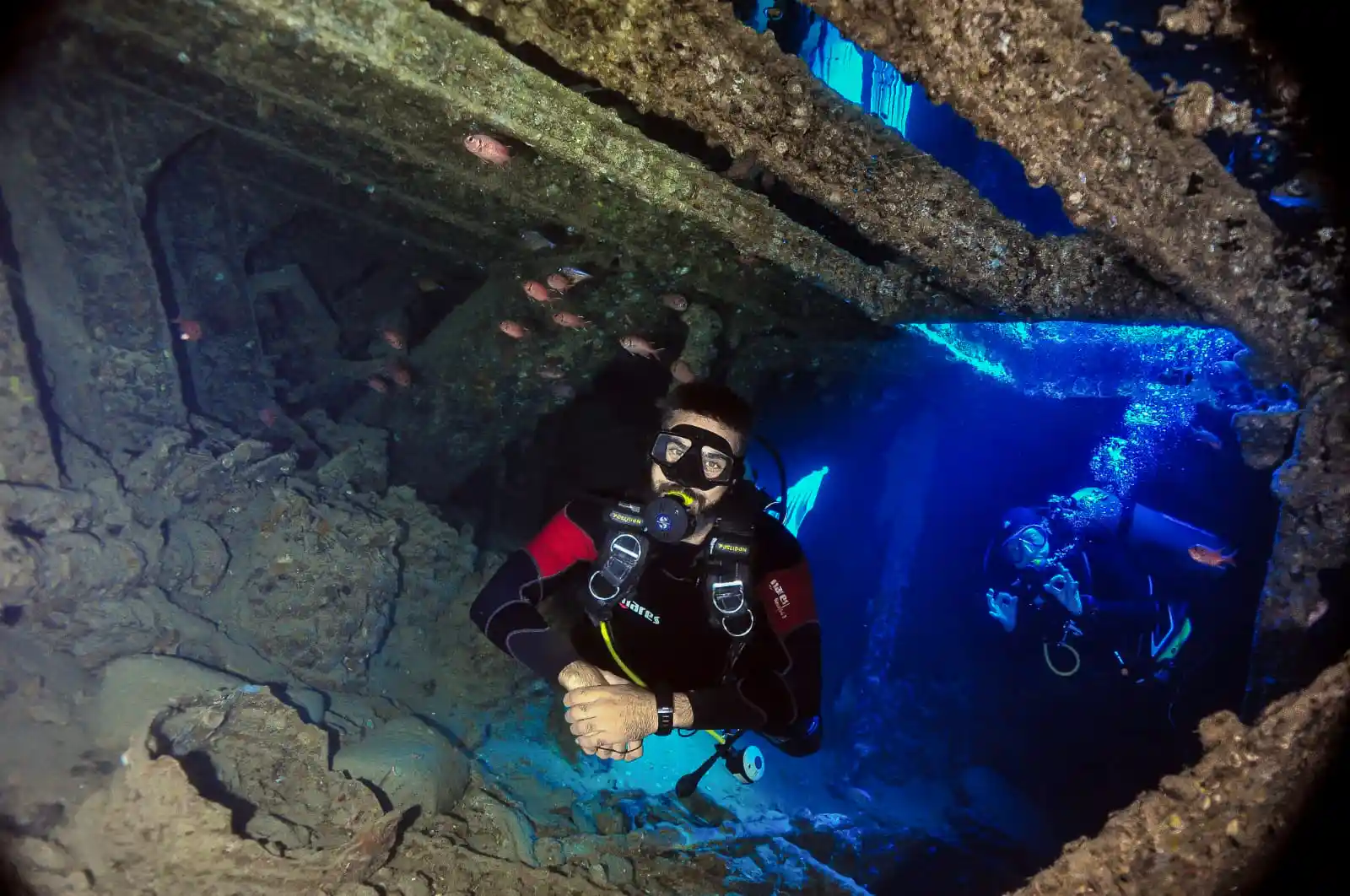Diver exploring a Red Sea site during the PADI Wreck Diver specialty course