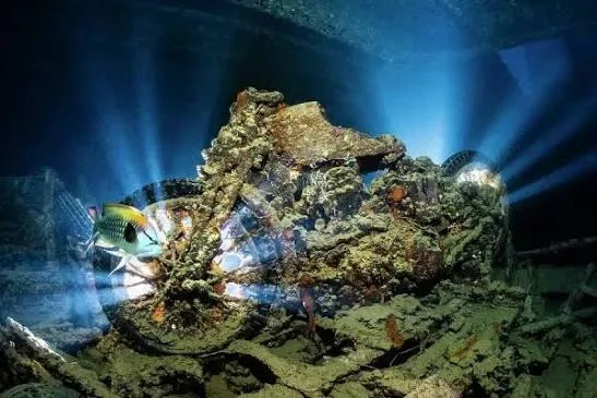 Diver exploring the SS Thistlegorm WWII shipwreck in the Red Sea