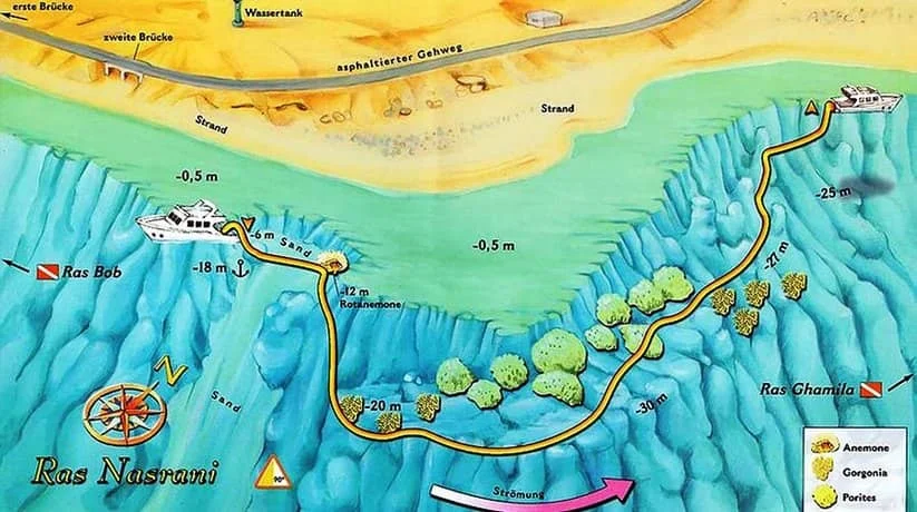 Ras Nasrani dive map
